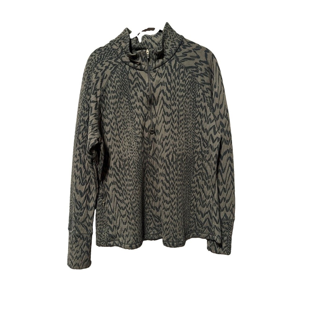 Lucy Animal Print Women 1/4 Zip Sweater Size XL Activewear Outside Run Yoga